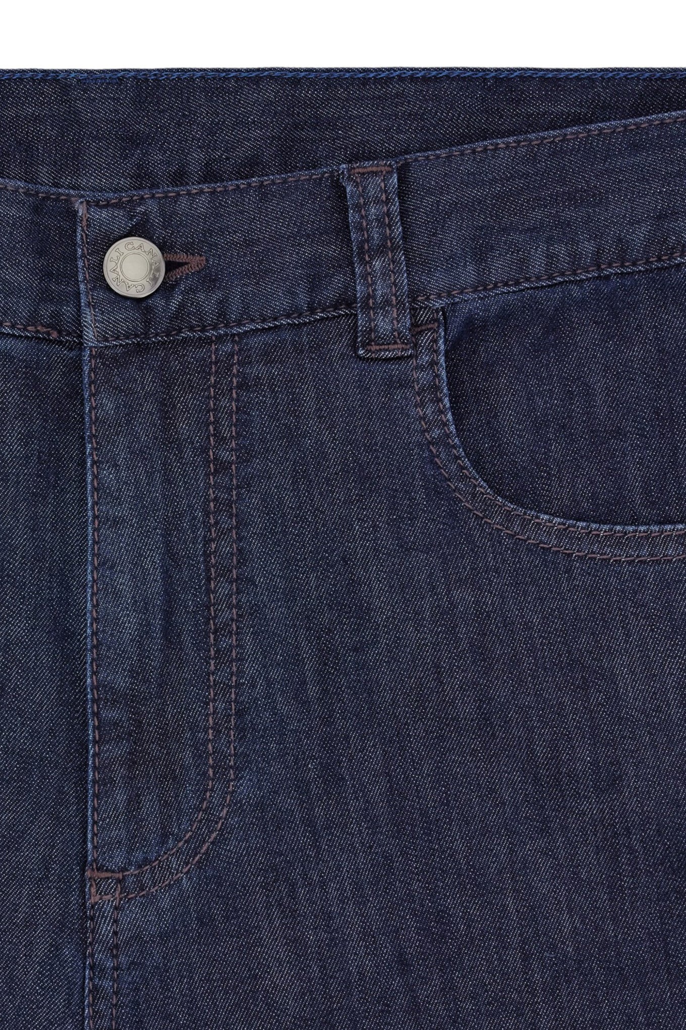 Stretch soft-touch five-pocket denim jeans in blue