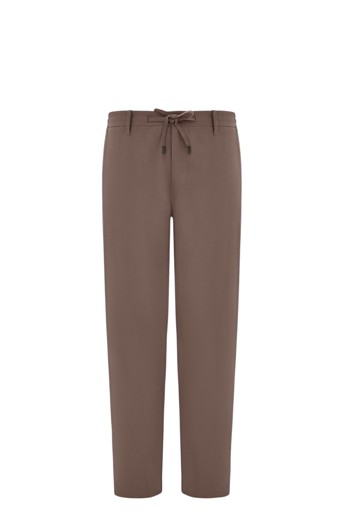 Taupe Travel wool regular fit drawstring pants