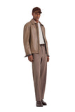 Taupe Travel wool regular fit drawstring pants