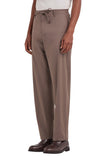 Taupe Travel wool regular fit drawstring pants