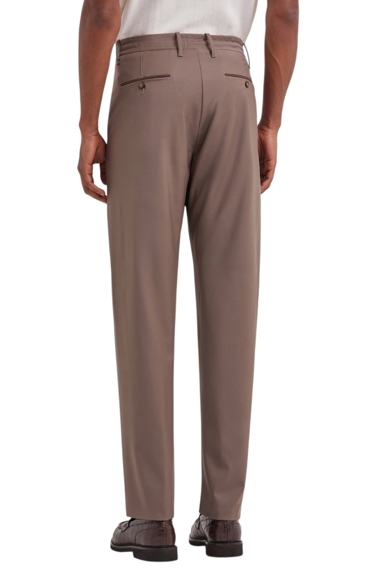 Taupe Travel wool regular fit drawstring pants