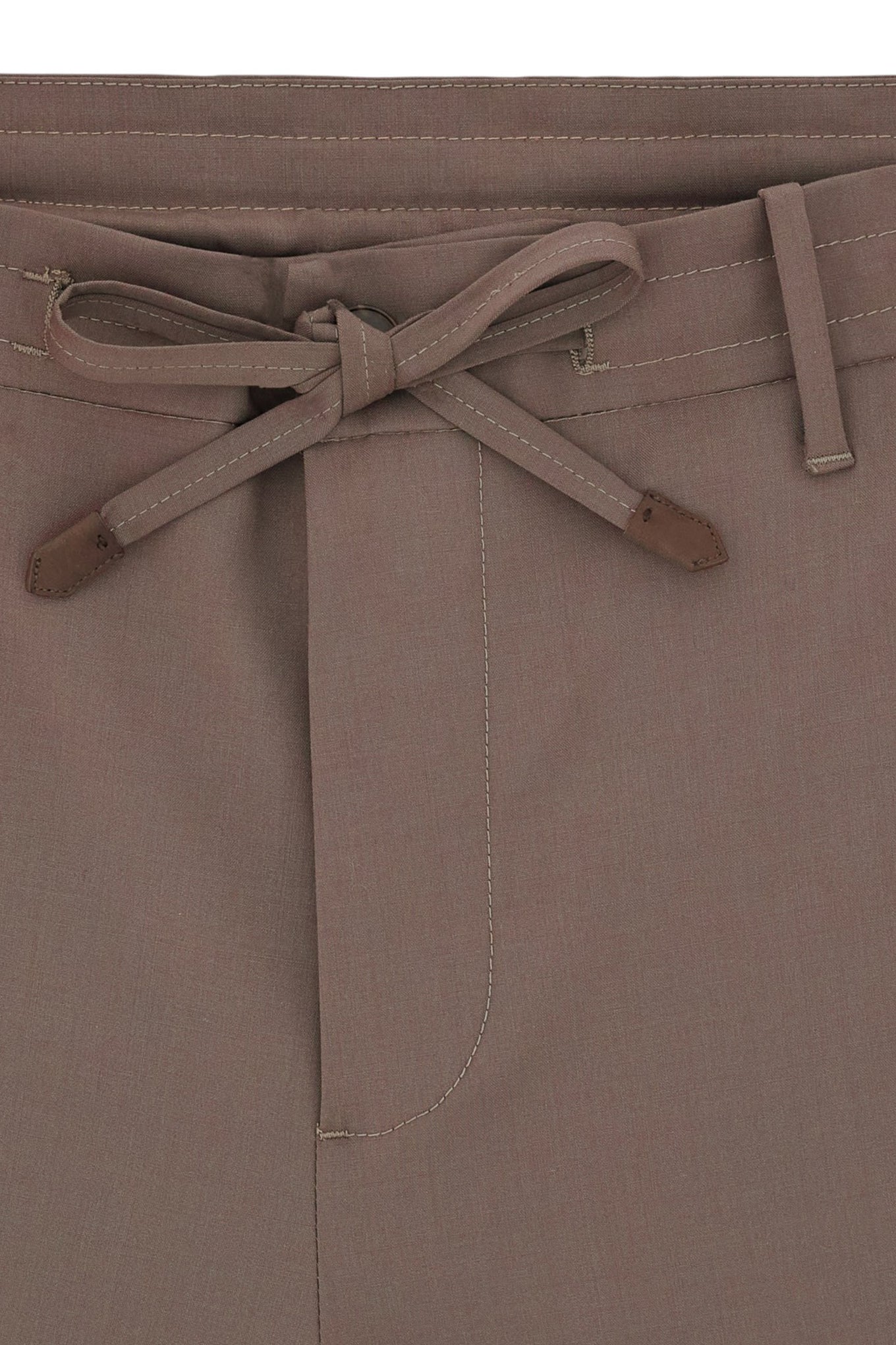 Taupe Travel wool regular fit drawstring pants