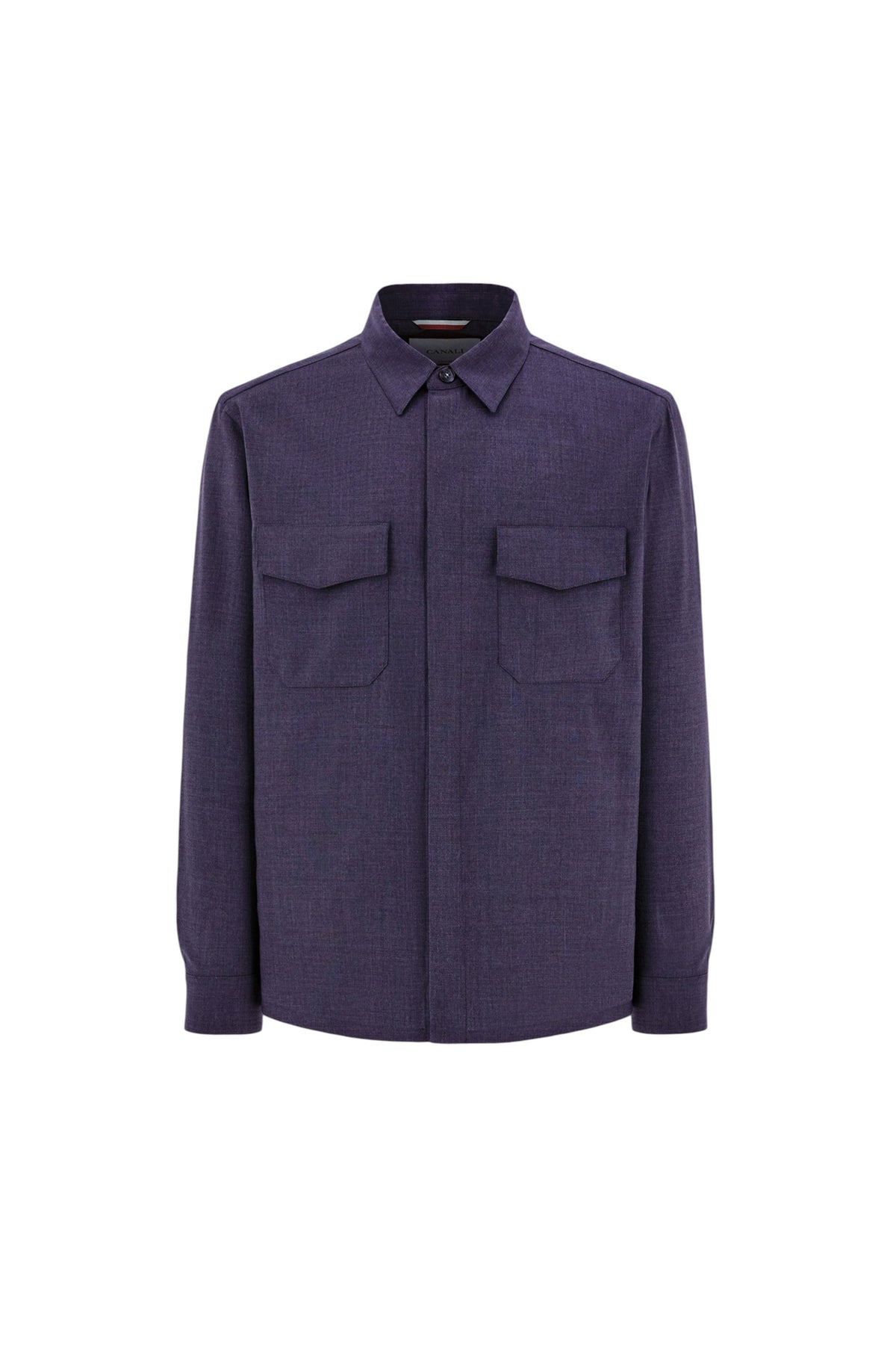Blue relaxed fit pure wool overshirt