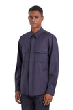 Blue relaxed fit pure wool overshirt