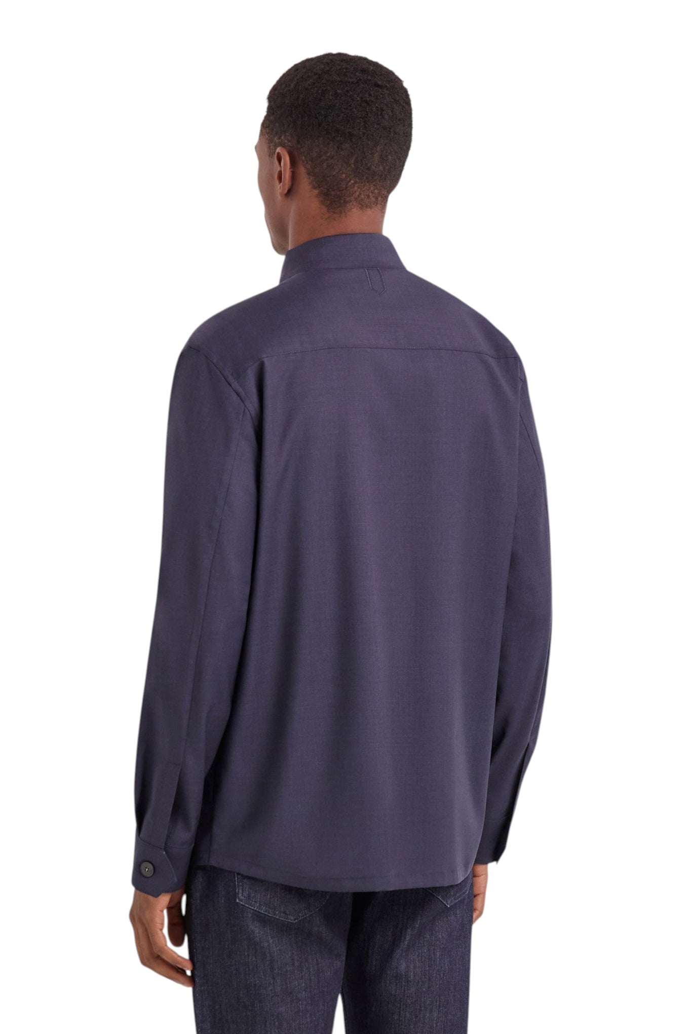 Blue relaxed fit pure wool overshirt