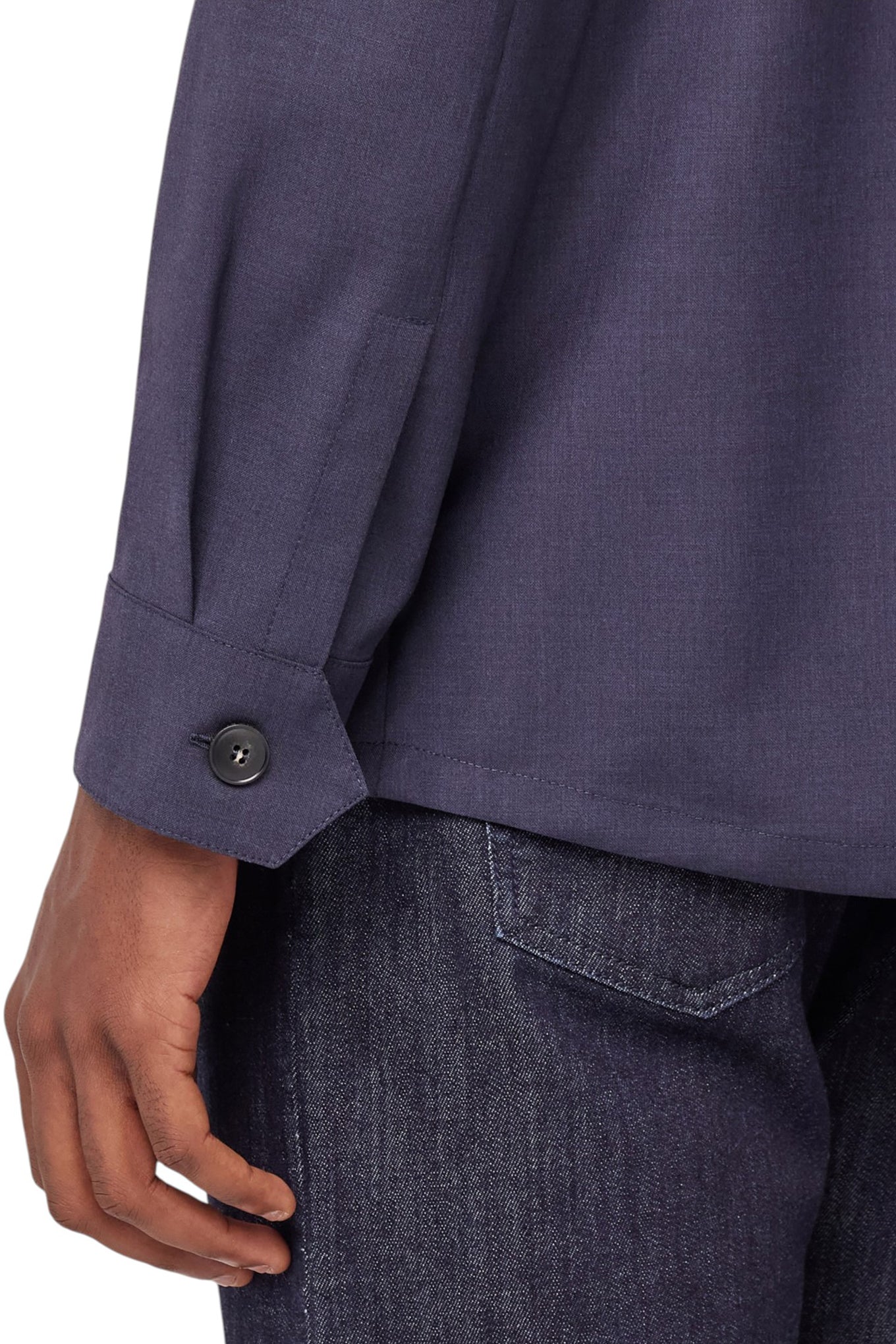 Blue relaxed fit pure wool overshirt