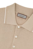 Beige pure cotton polo shirt with contrasting piping