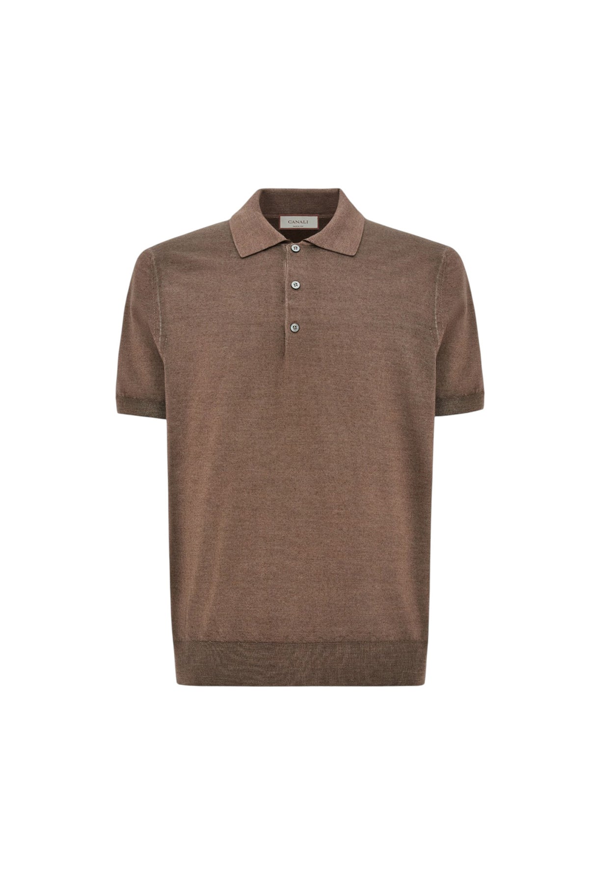 Taupe wool and silk short-sleeved T-shirt