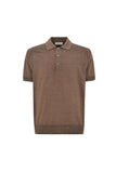 Taupe wool and silk short-sleeved T-shirt