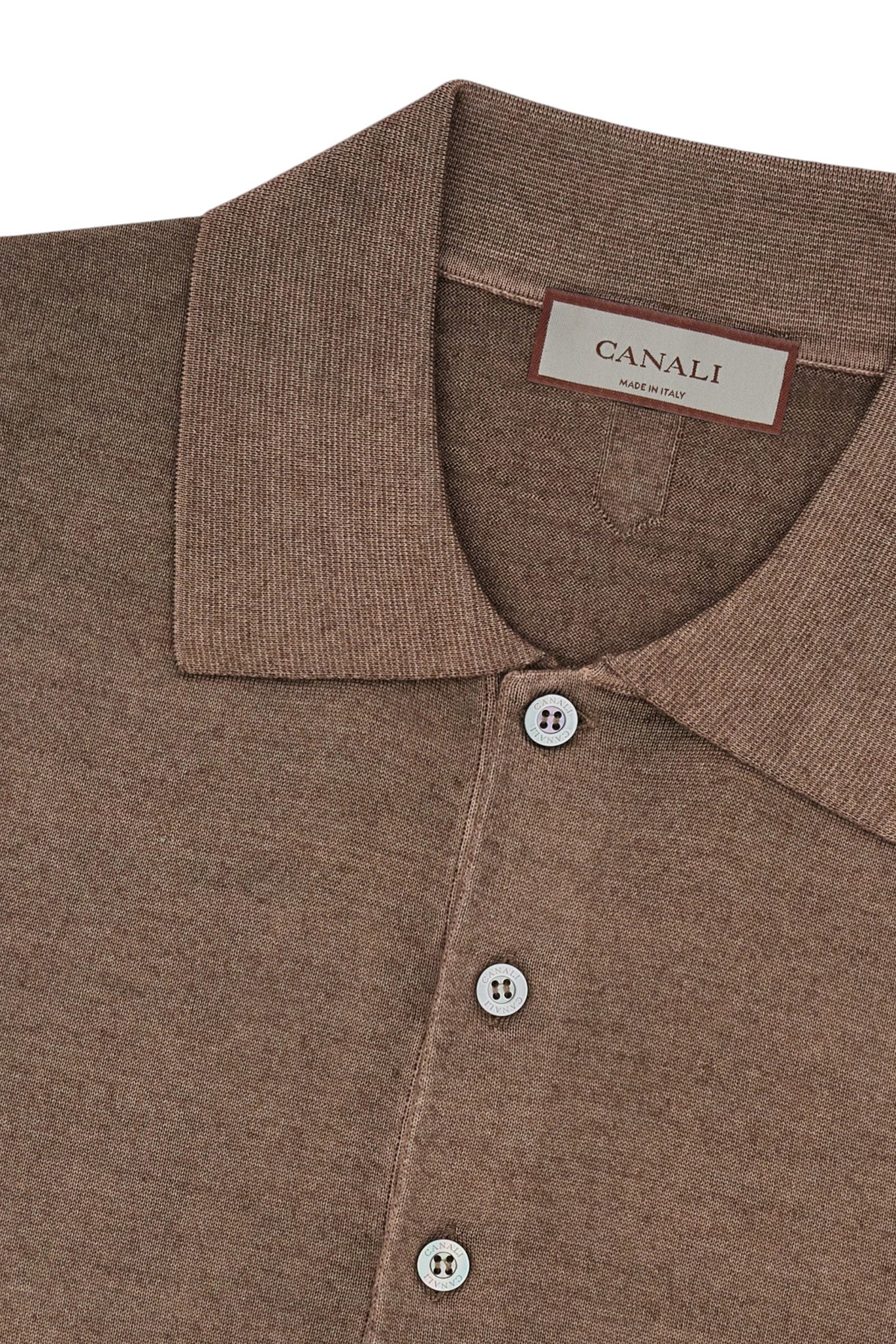 Taupe wool and silk short-sleeved T-shirt