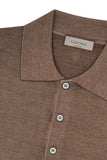 Taupe wool and silk short-sleeved T-shirt