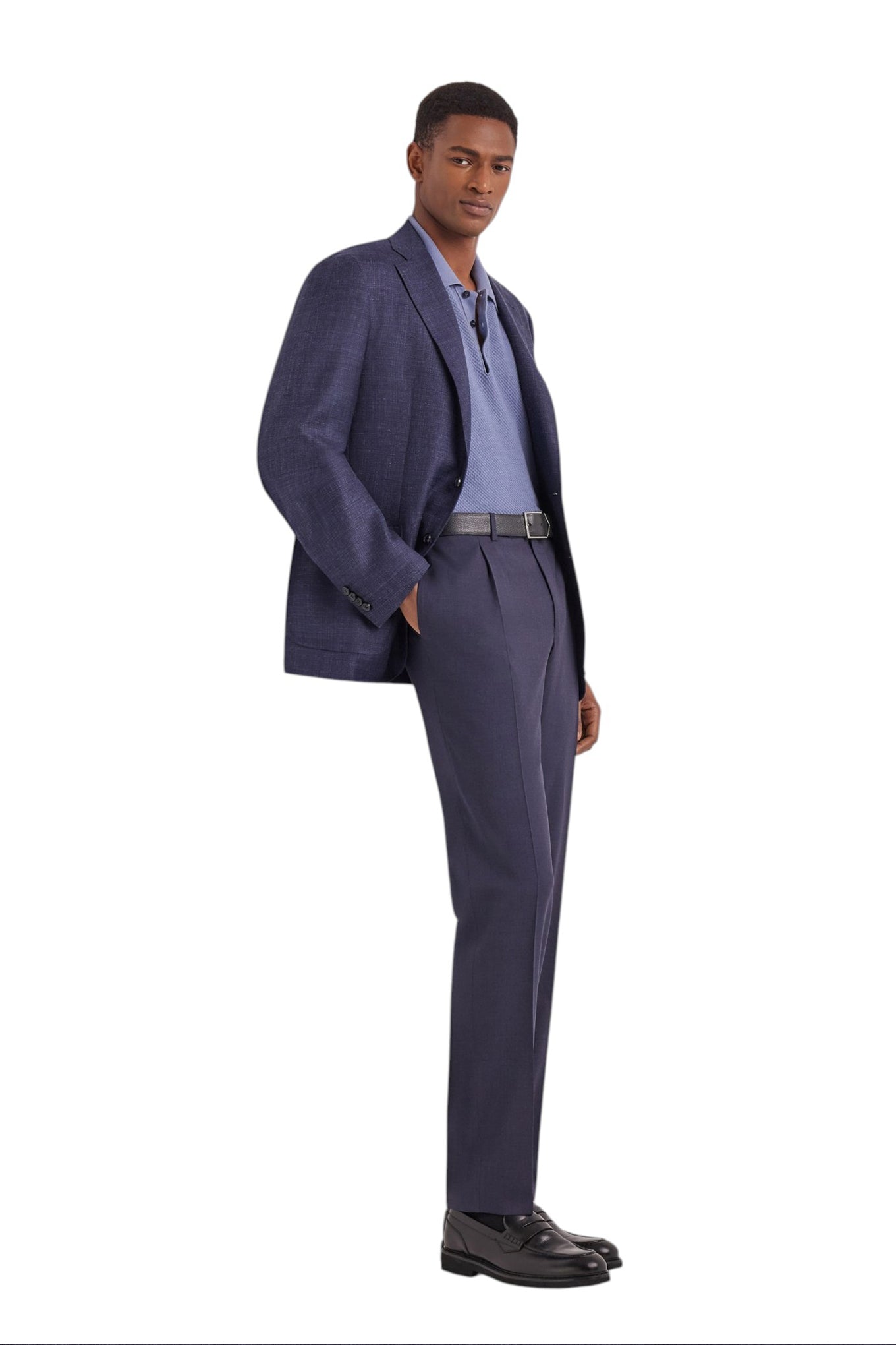 Blue pure Impeccabile wool regular-fit pants with pleat