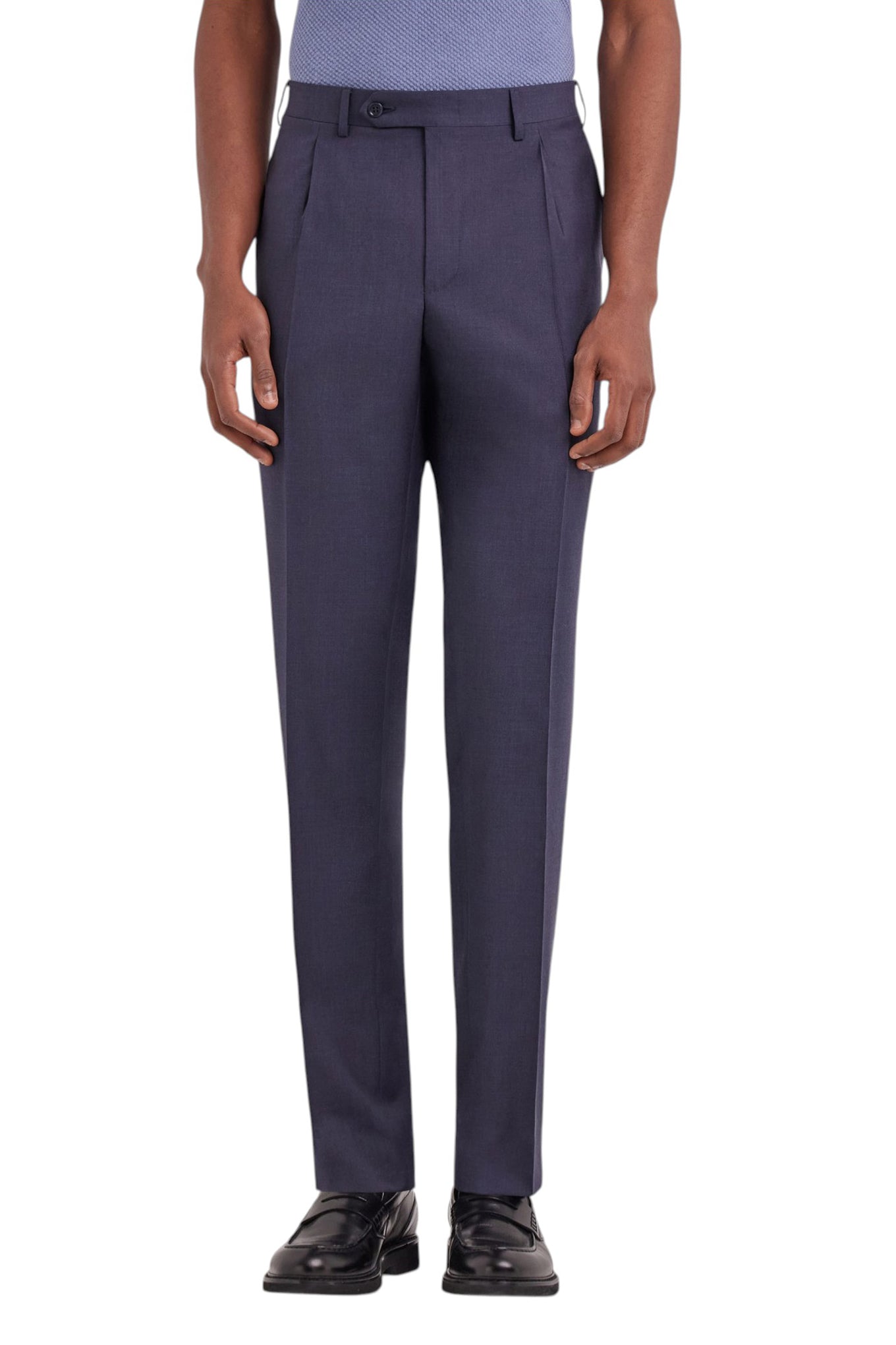 Blue pure Impeccabile wool regular-fit pants with pleat