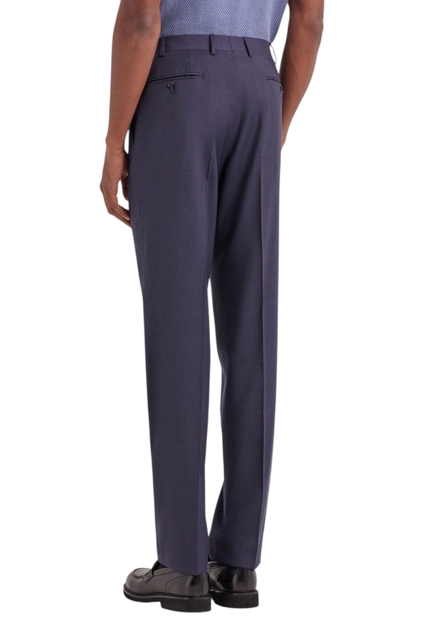 Blue pure Impeccabile wool regular-fit pants with pleat