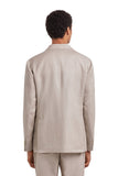Beige regular fit twill wool and linen jacket