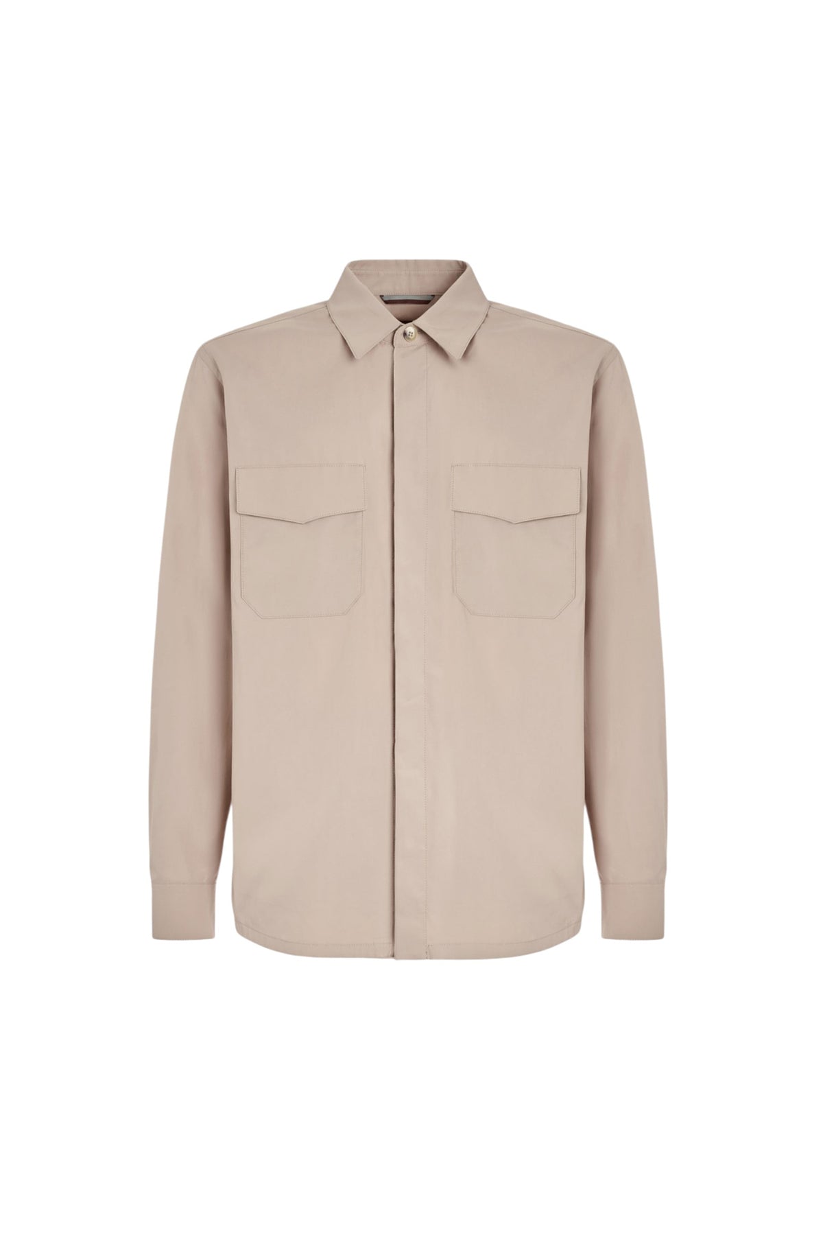 Beige relaxed Canali Nuvola fit overshirt in pure cotton