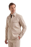 Beige relaxed Canali Nuvola fit overshirt in pure cotton