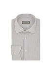 Impeccabile white cotton regular-fit shirt with green stripes