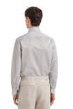 Impeccabile white cotton regular-fit shirt with green stripes