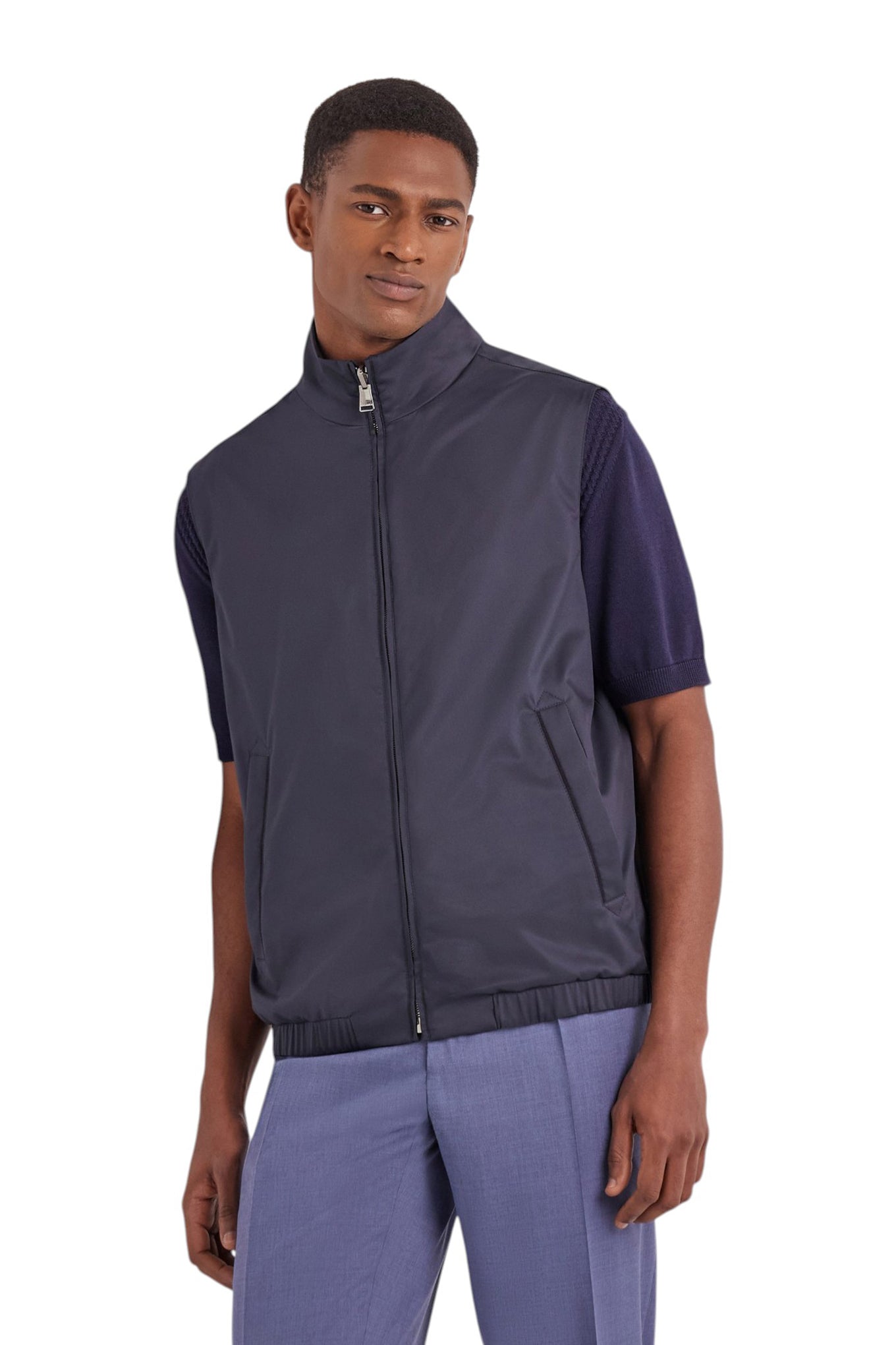 Canali Nuvola midnight blue reversible vest in technical fabric with membrane