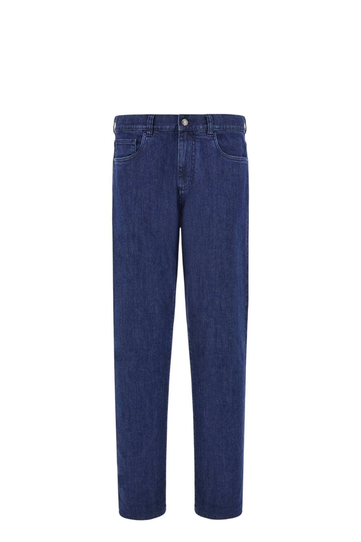 Five-pocket regular-fit stretch denim pants in blue