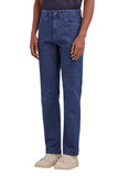 Five-pocket regular-fit stretch denim pants in blue