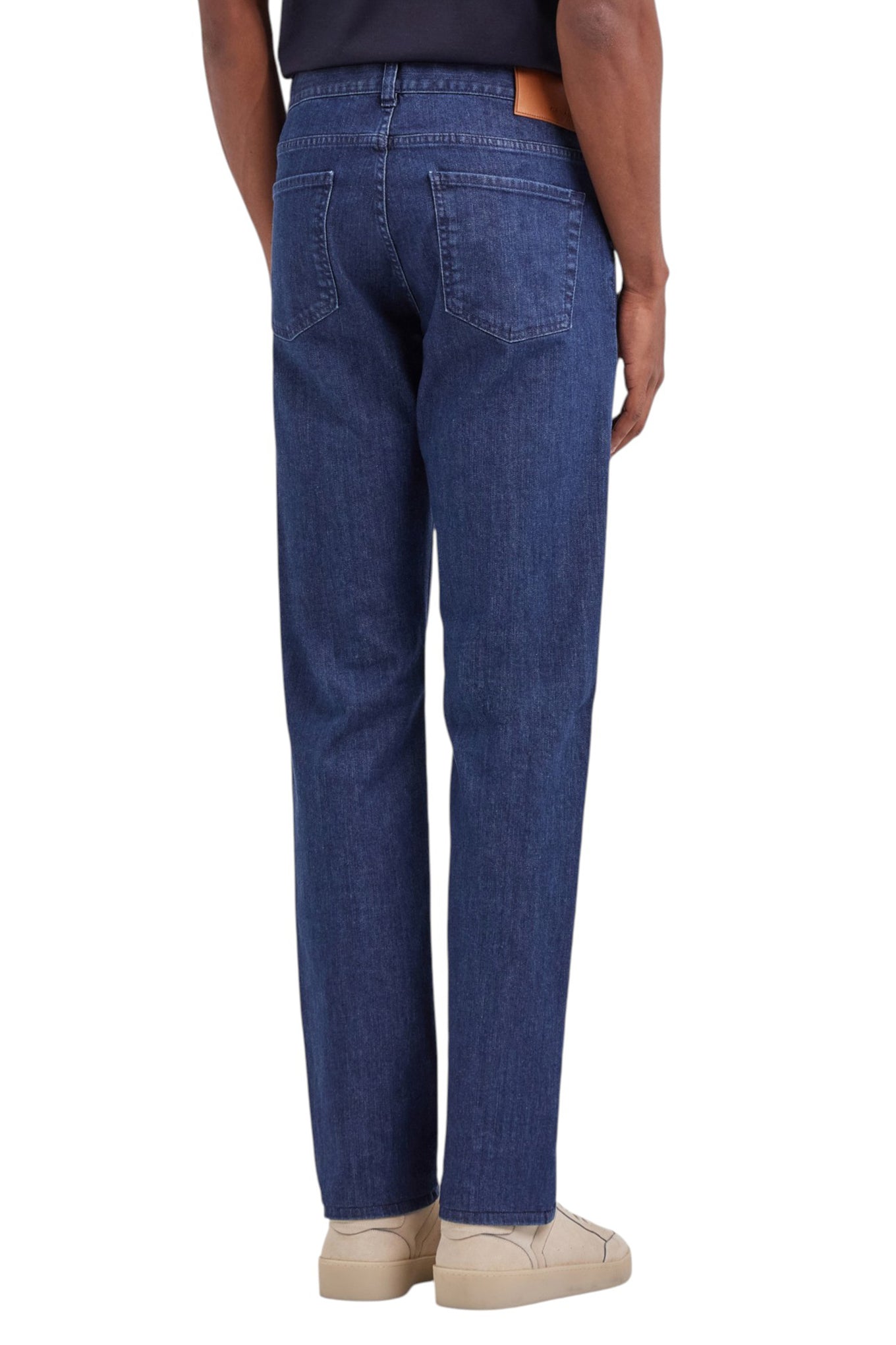 Five-pocket regular-fit stretch denim pants in blue