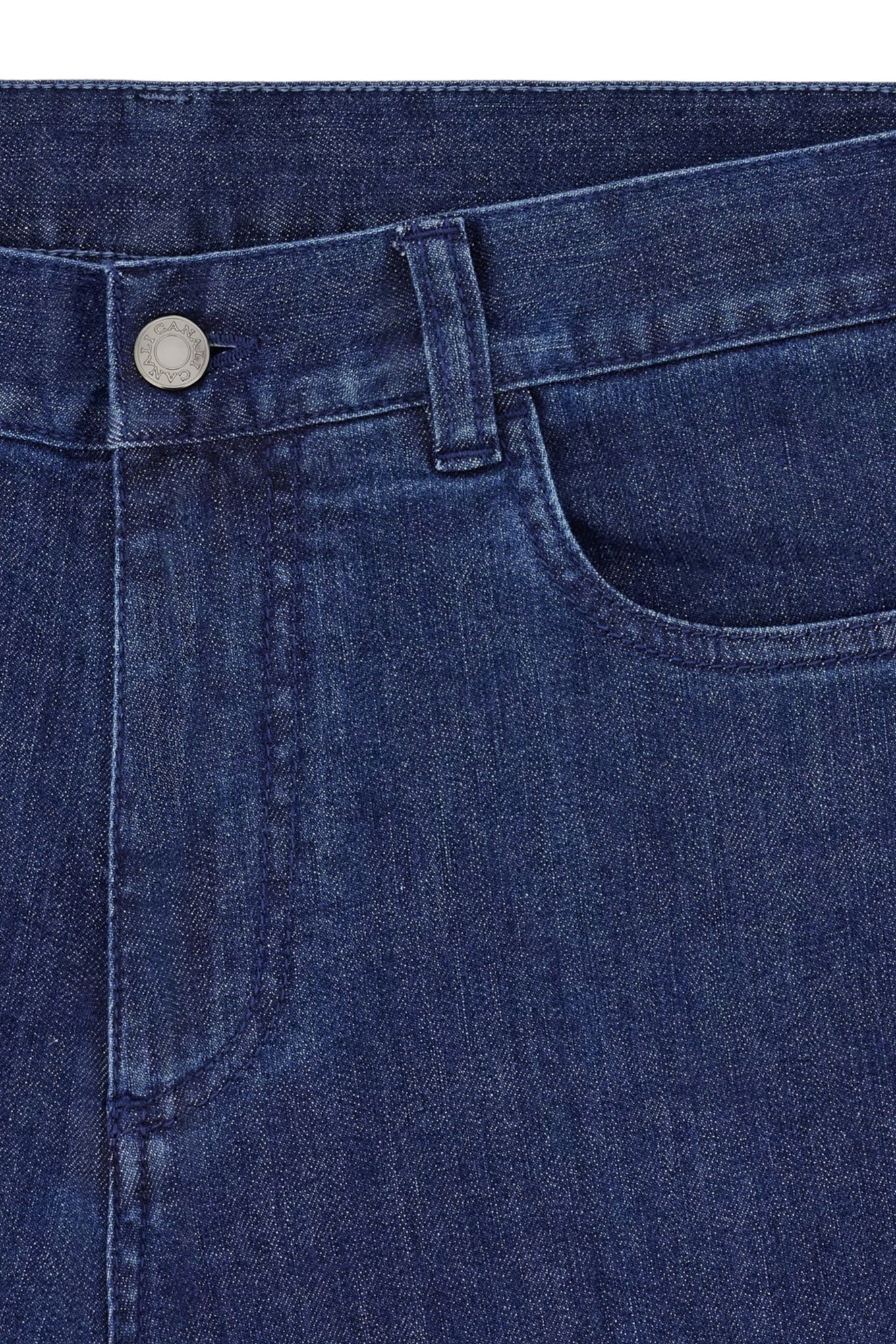 Five-pocket regular-fit stretch denim pants in blue