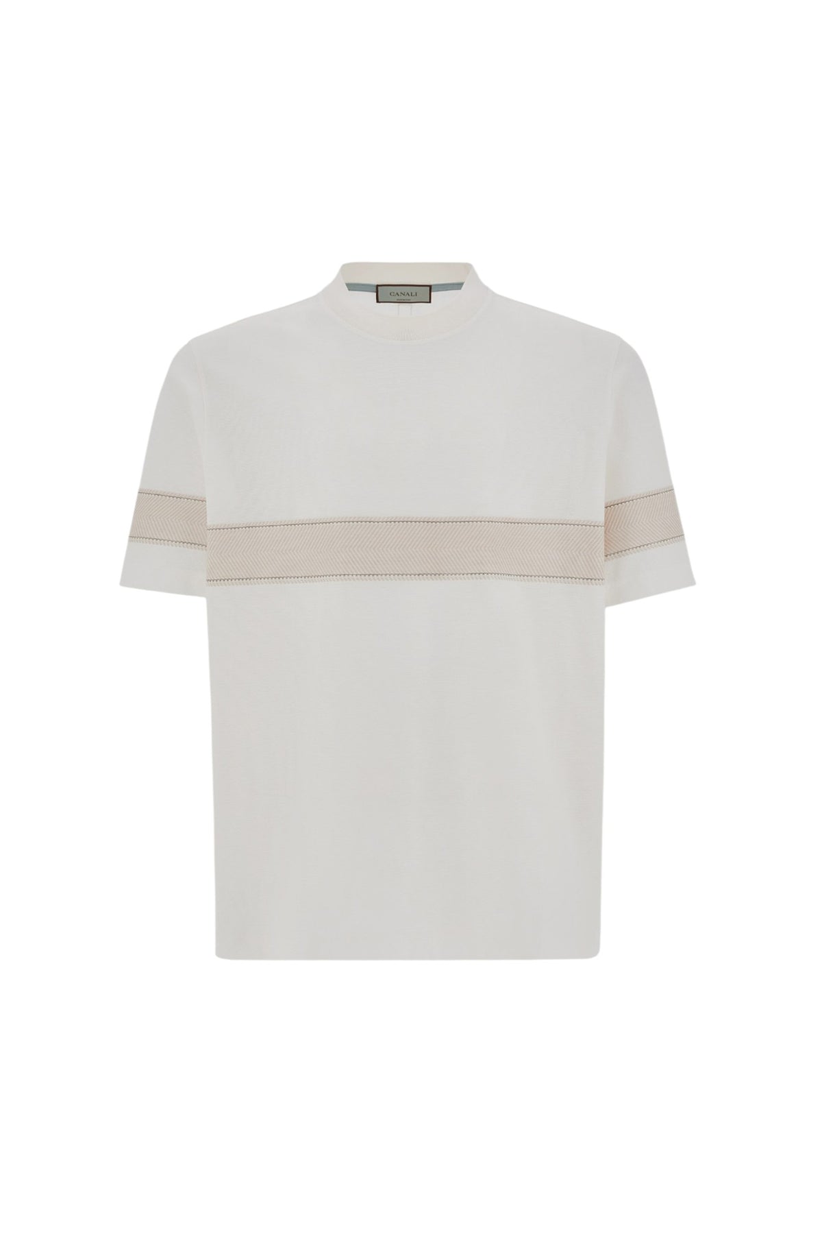 White short-sleeve cotton T-shirt with contrasting detail