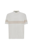 White short-sleeve cotton T-shirt with contrasting detail