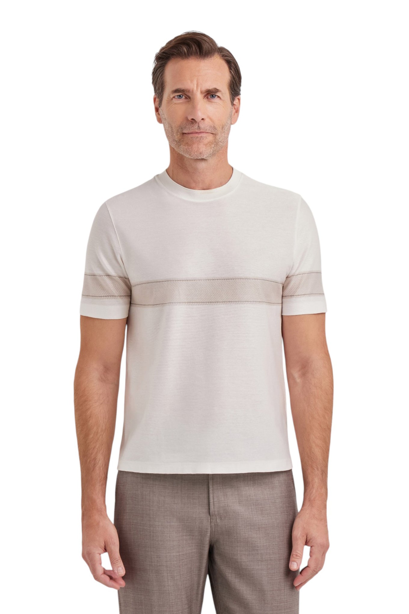 White short-sleeve cotton T-shirt with contrasting detail