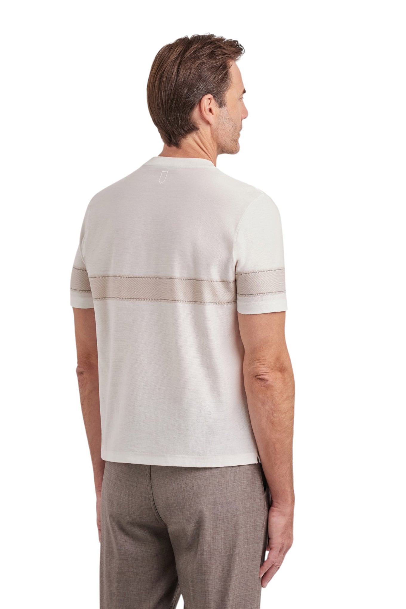 White short-sleeve cotton T-shirt with contrasting detail