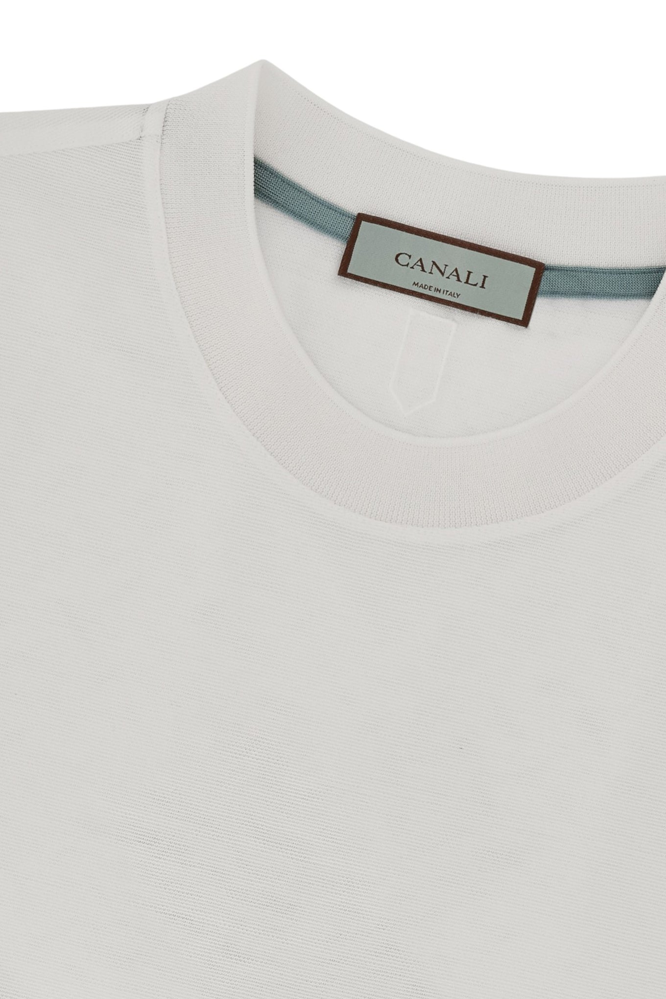 White short-sleeve cotton T-shirt with contrasting detail