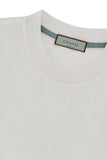 White short-sleeve cotton T-shirt with contrasting detail