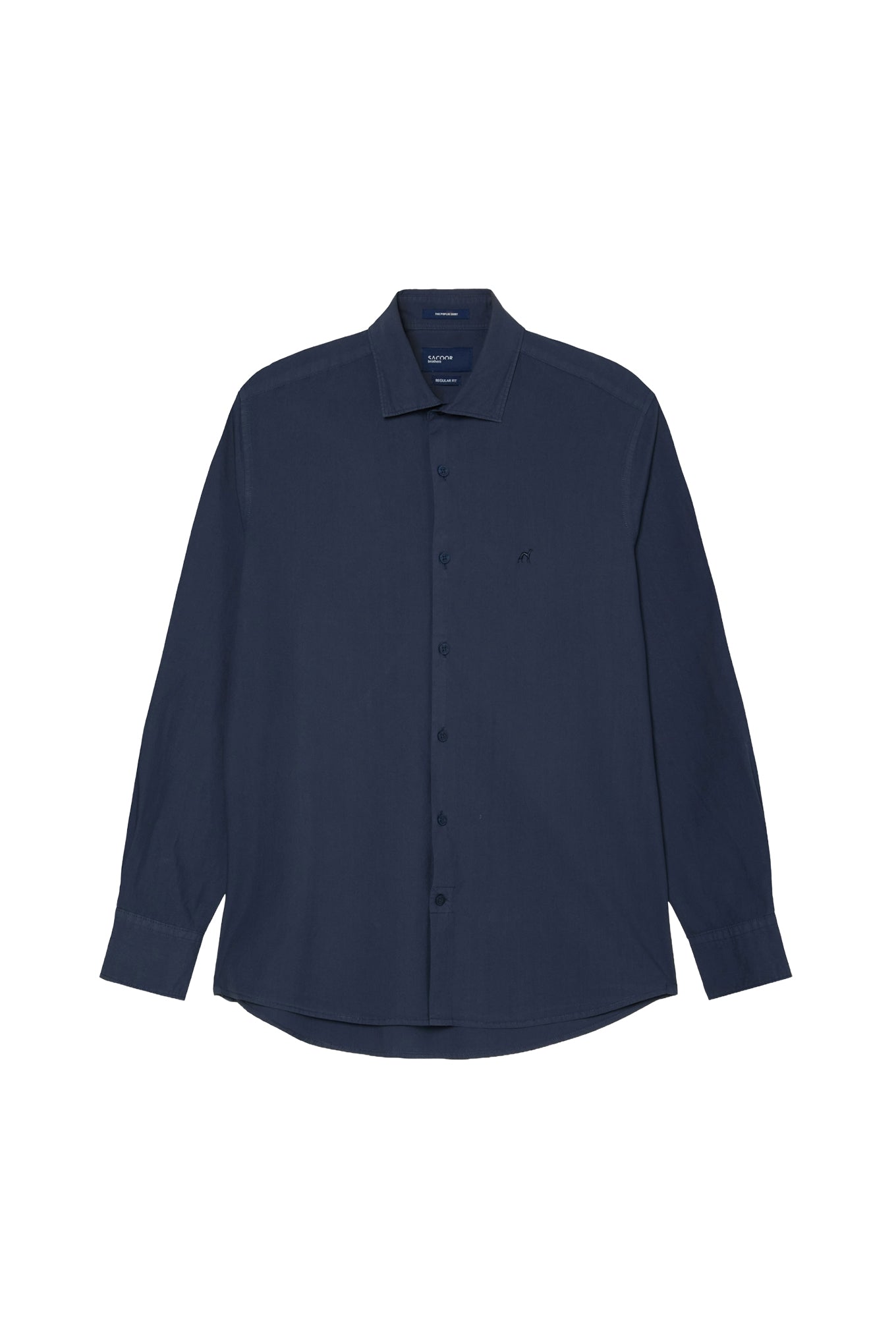 Regular Fit Overdye Poplin Shirt With Open Collar