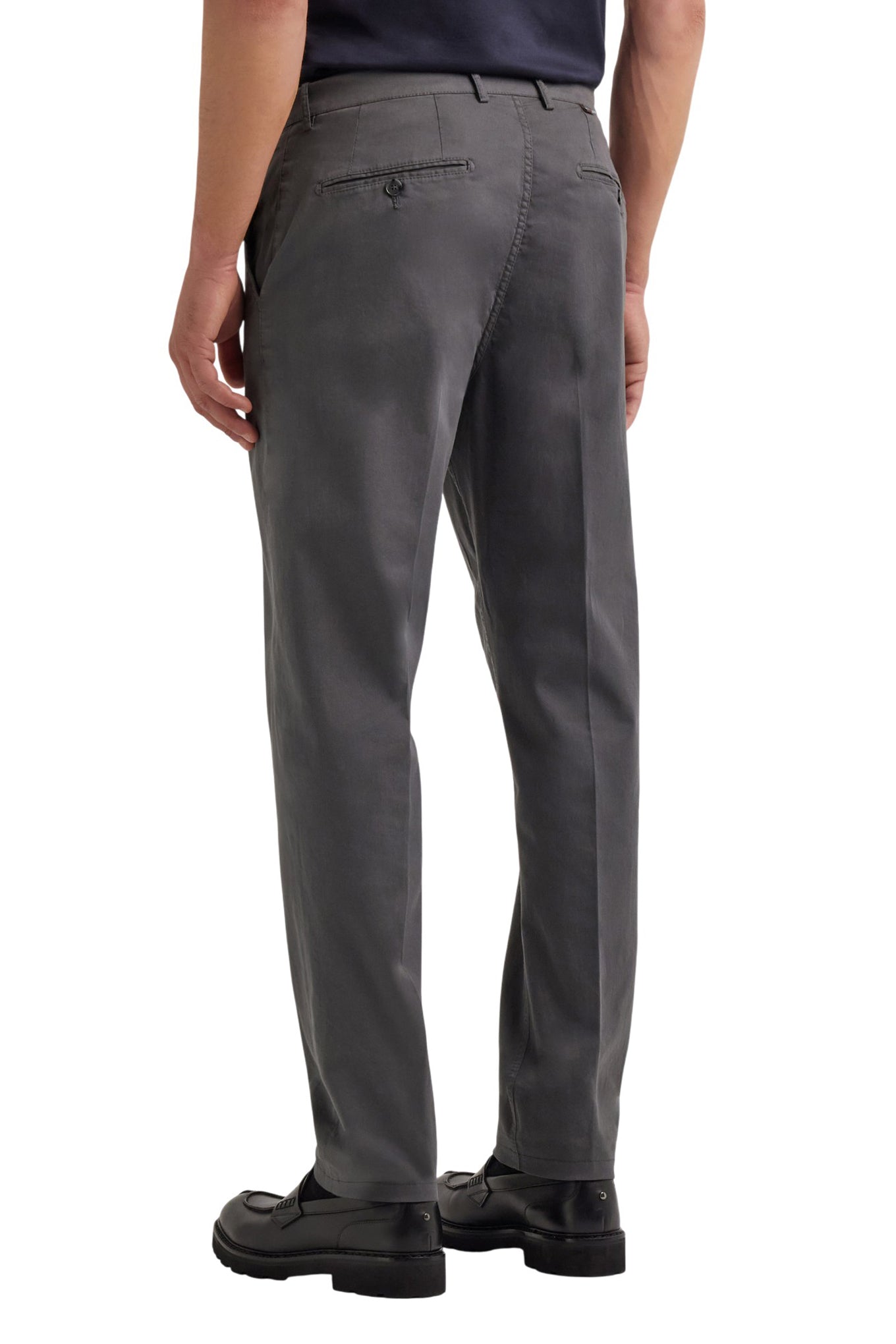 Garment dyed gray comfort cotton microtwill chino pants