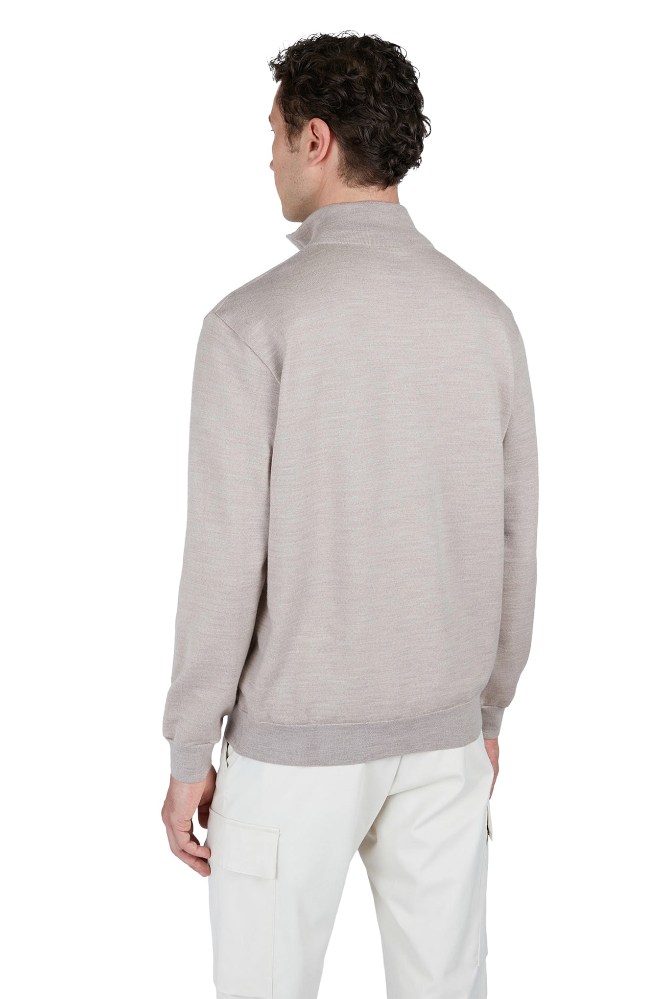 Summer Wool half zip sweater with Alcantara details
