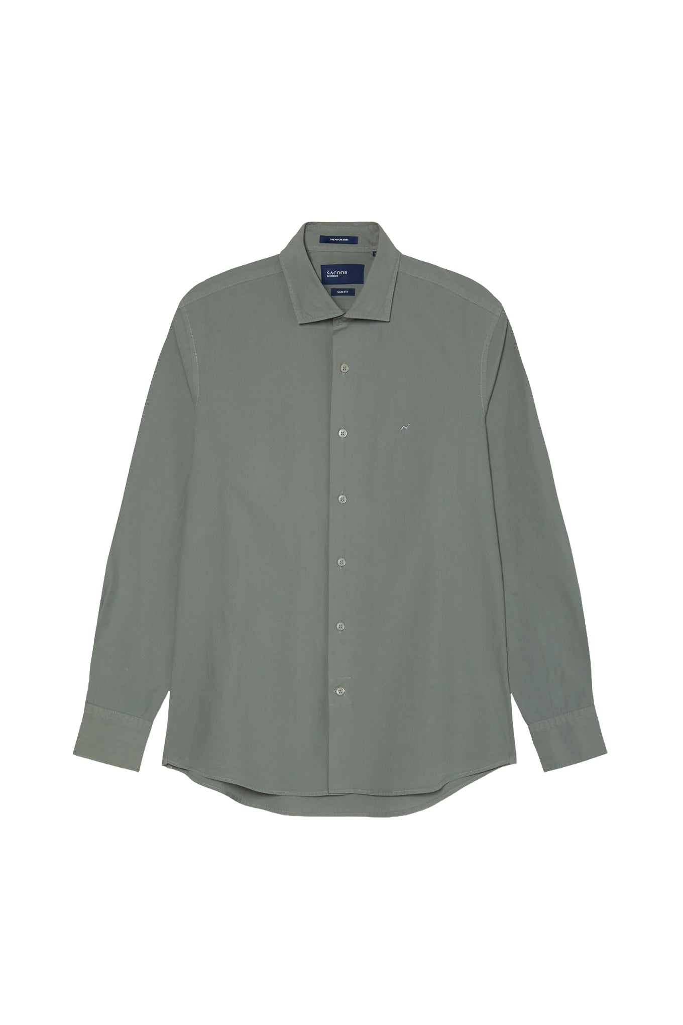 Slim Fit Overdye Poplin Shirt With Open Collar