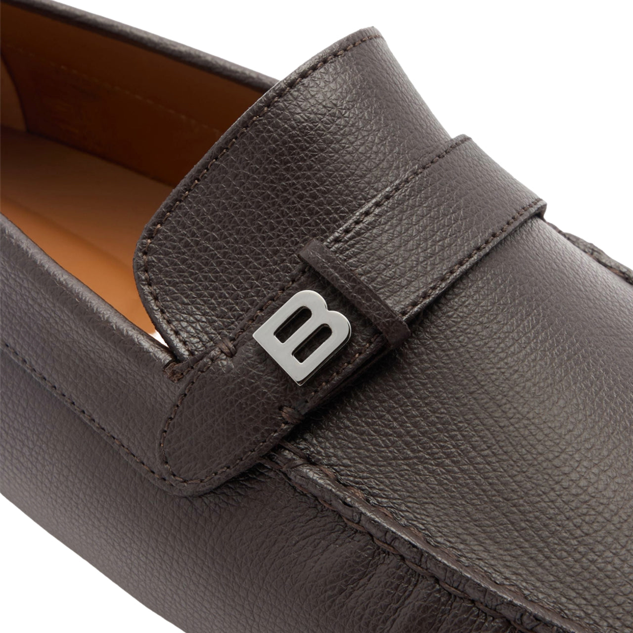 Mens Brown Pilot Driver in Ebano Grained Leather