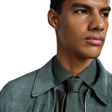 English green Pinhead tie with white polka dot pattern 8 cm