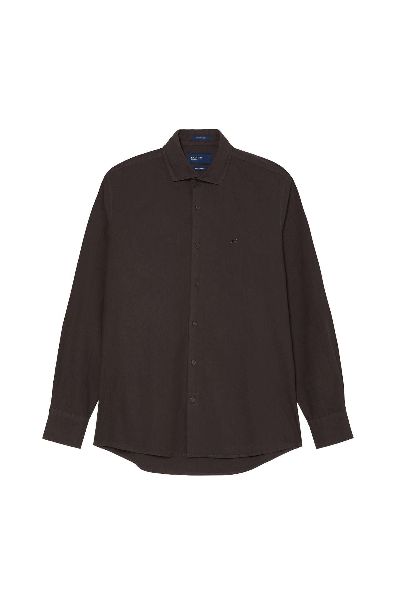 Regular Fit Overdye Poplin Shirt With Open Collar