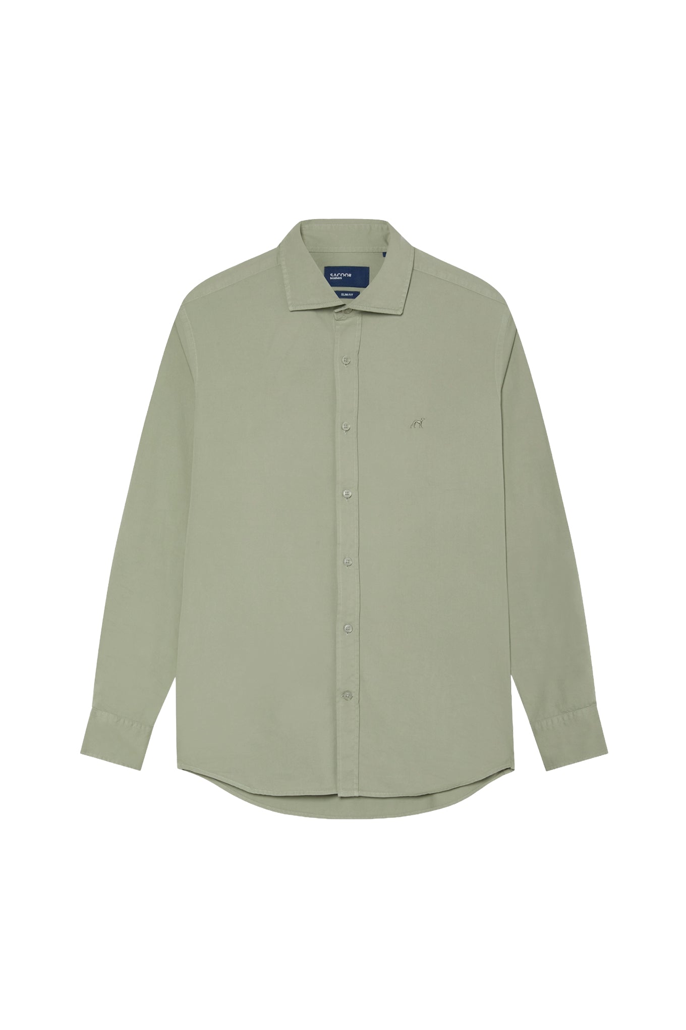Slim Fit Soft Cotton Twill Shirt With Garment-Dyed Finish