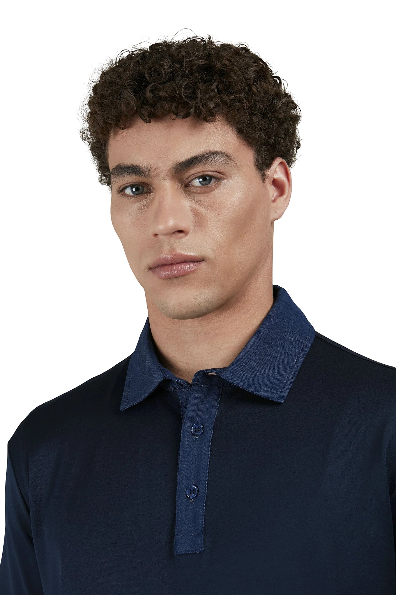 POLO IN AQUA TOUCH COTTON WITH DENIM DETAILS