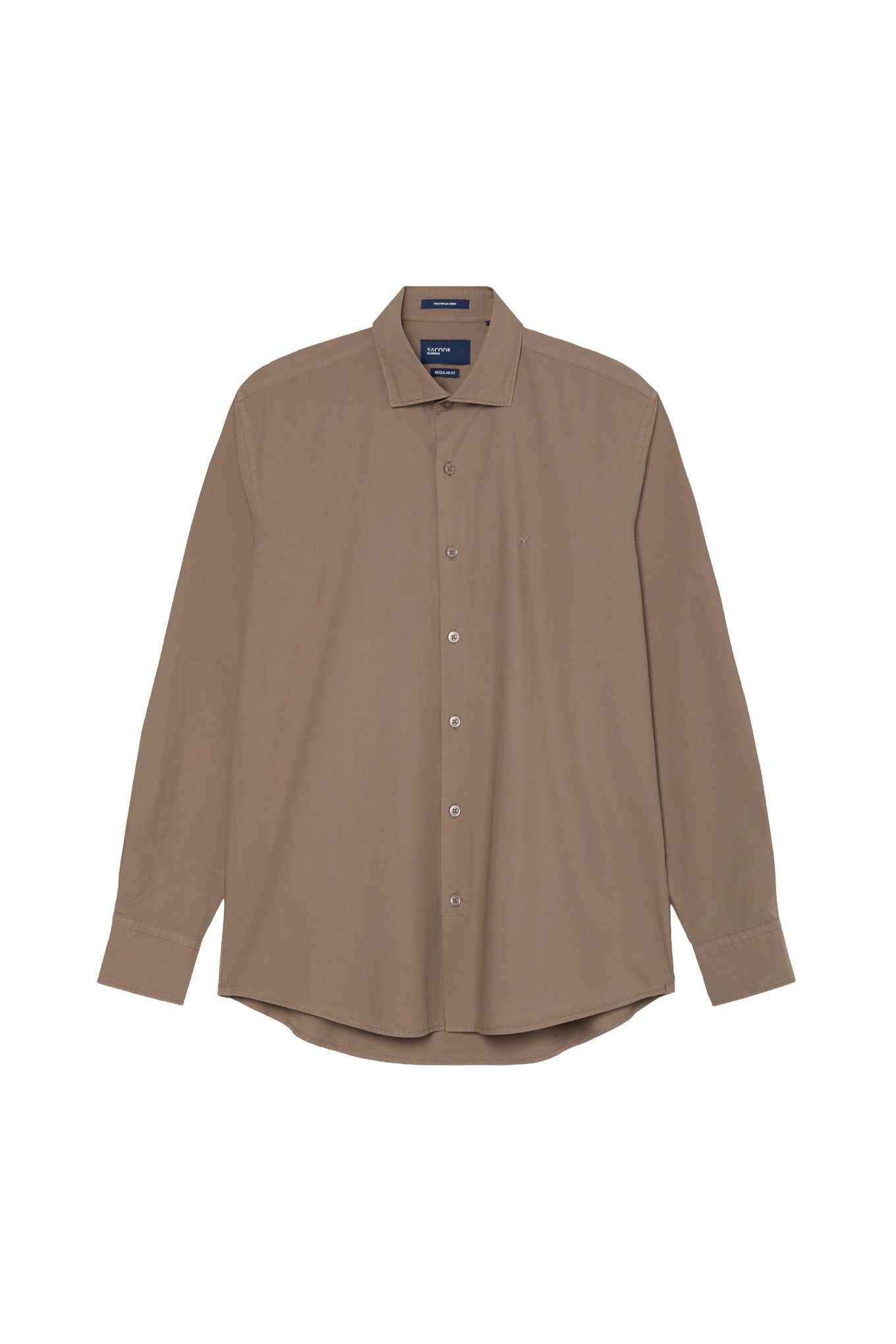 Regular Fit Overdye Poplin Shirt With Open Collar