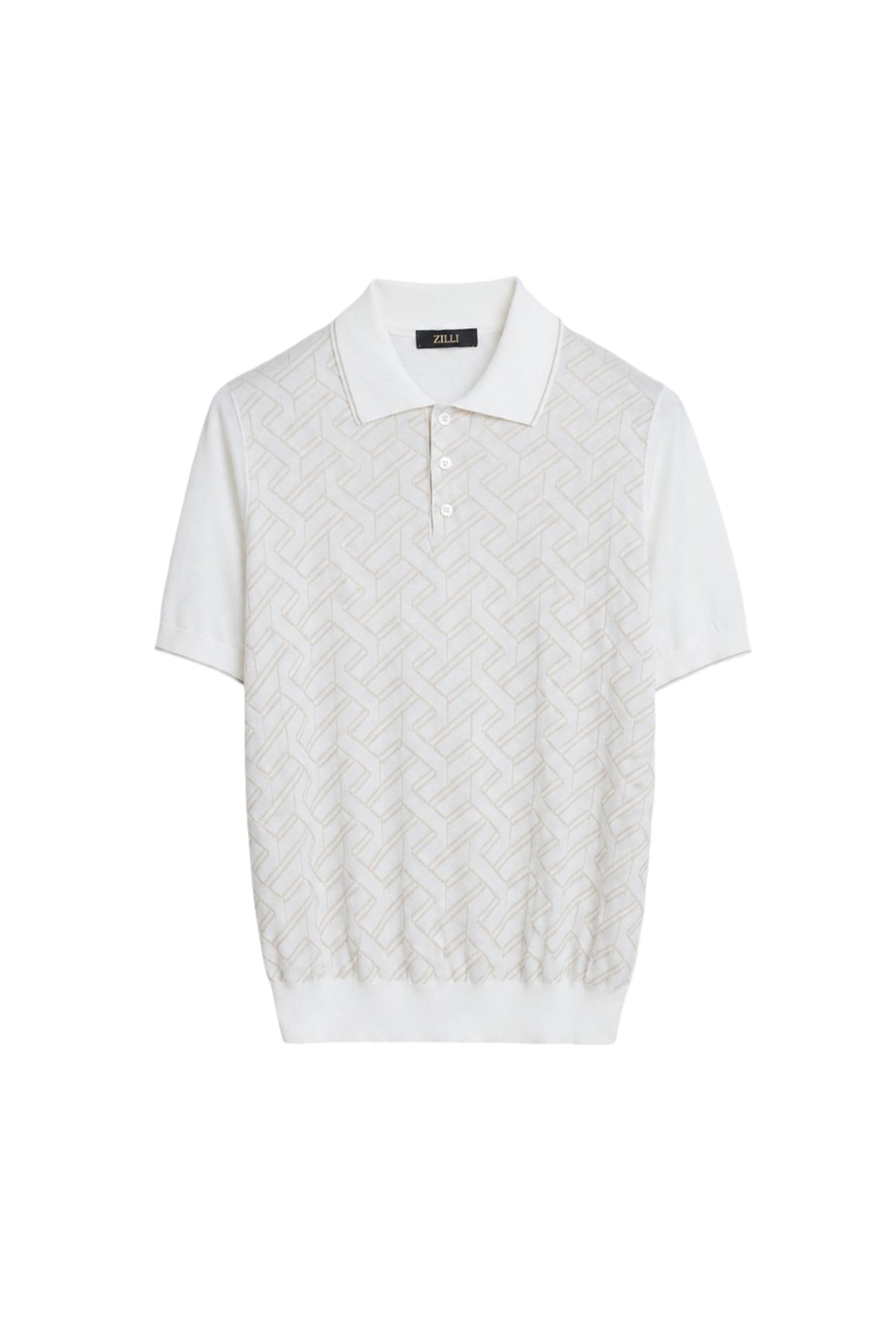 Natural white “Braid Vanisé” button-down polo shirt