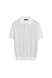 Natural white “Braid Vanisé” button-down polo shirt