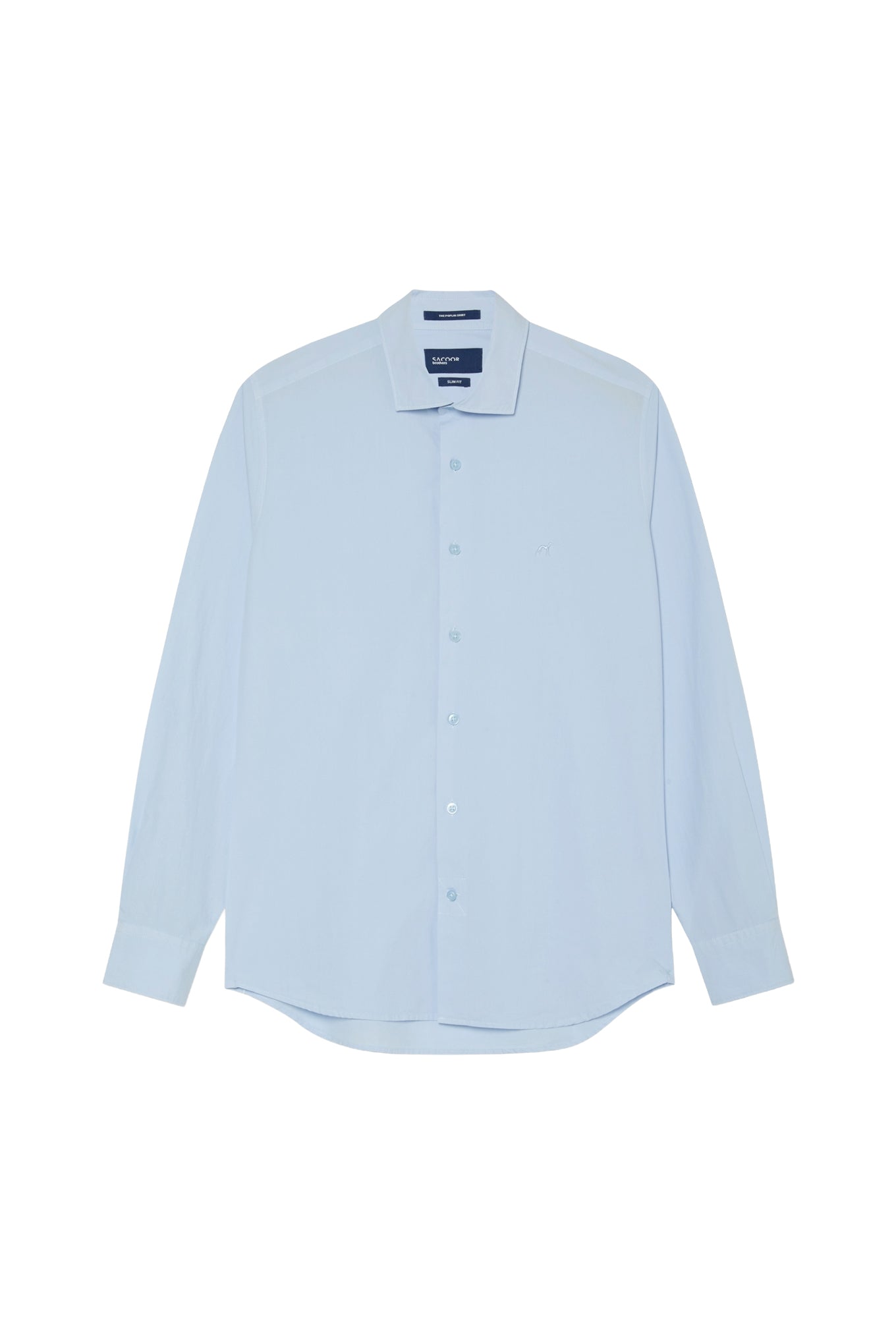 Slim Fit Overdye Poplin Shirt With Open Collar
