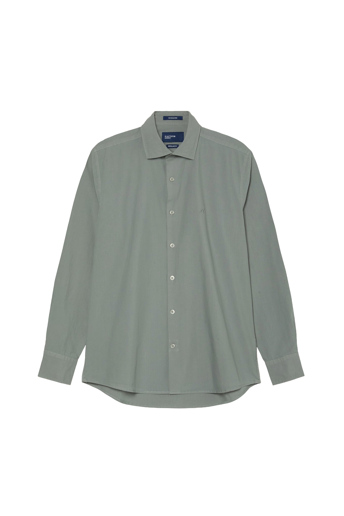 Regular Fit Overdye Poplin Shirt With Open Collar