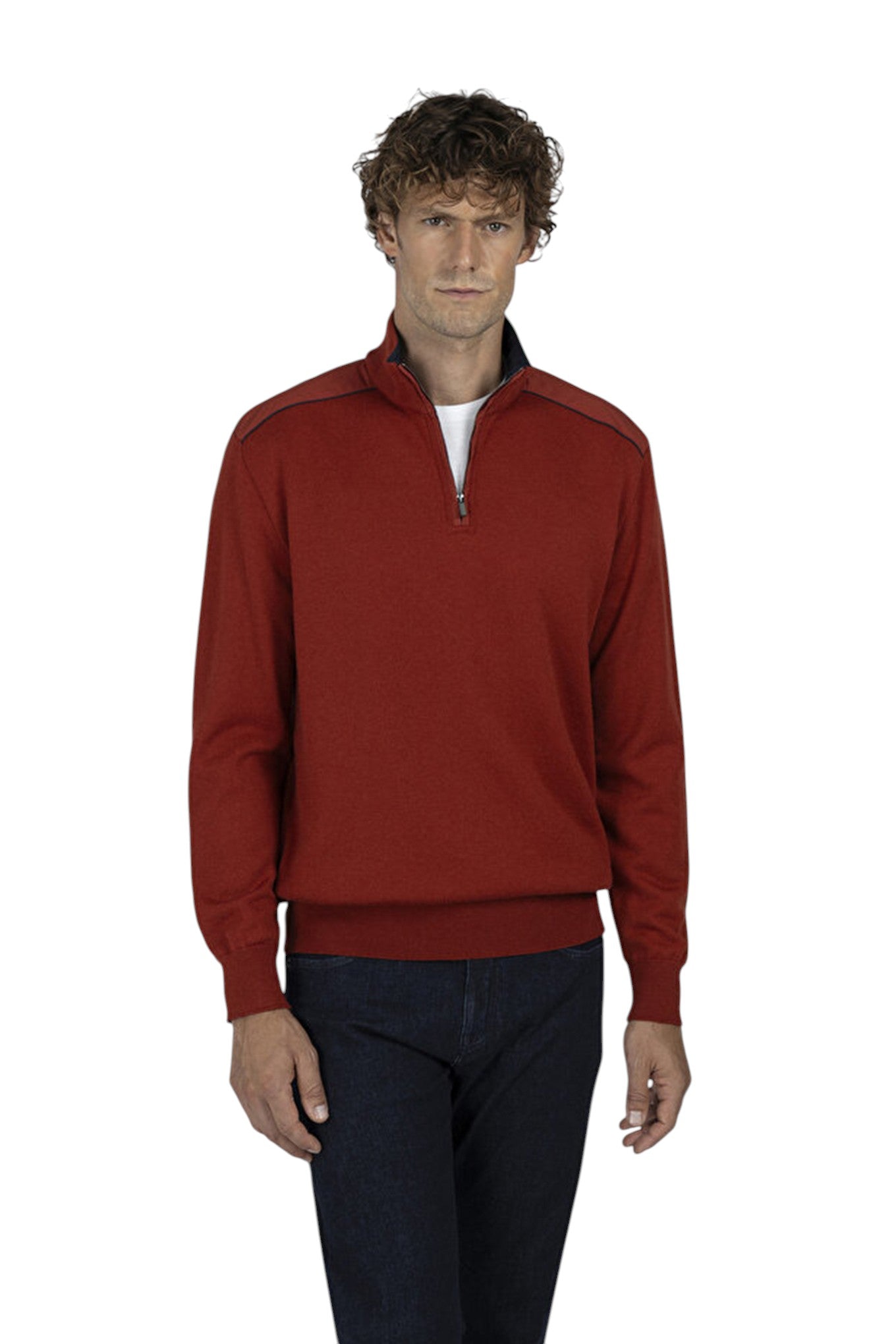 Soft Cool Touch wool half zip sweater with Typhoon Platinum details