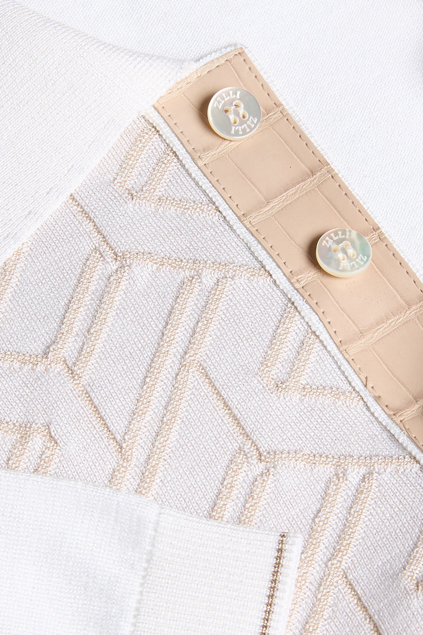 Natural white “Braid Vanisé” button-down polo shirt